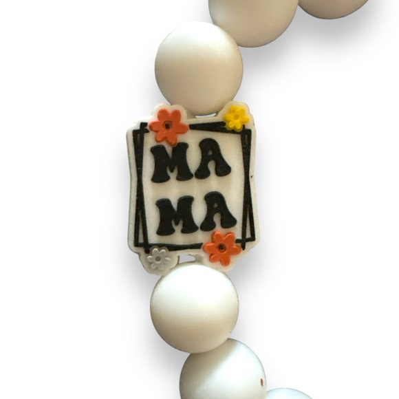 Mama Silicone Wristlet With white and Marble Beads - Picture 2 of 2